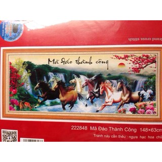 tranh thêu chữ thập ngựa mã đáo thành công 222848 148x63cm