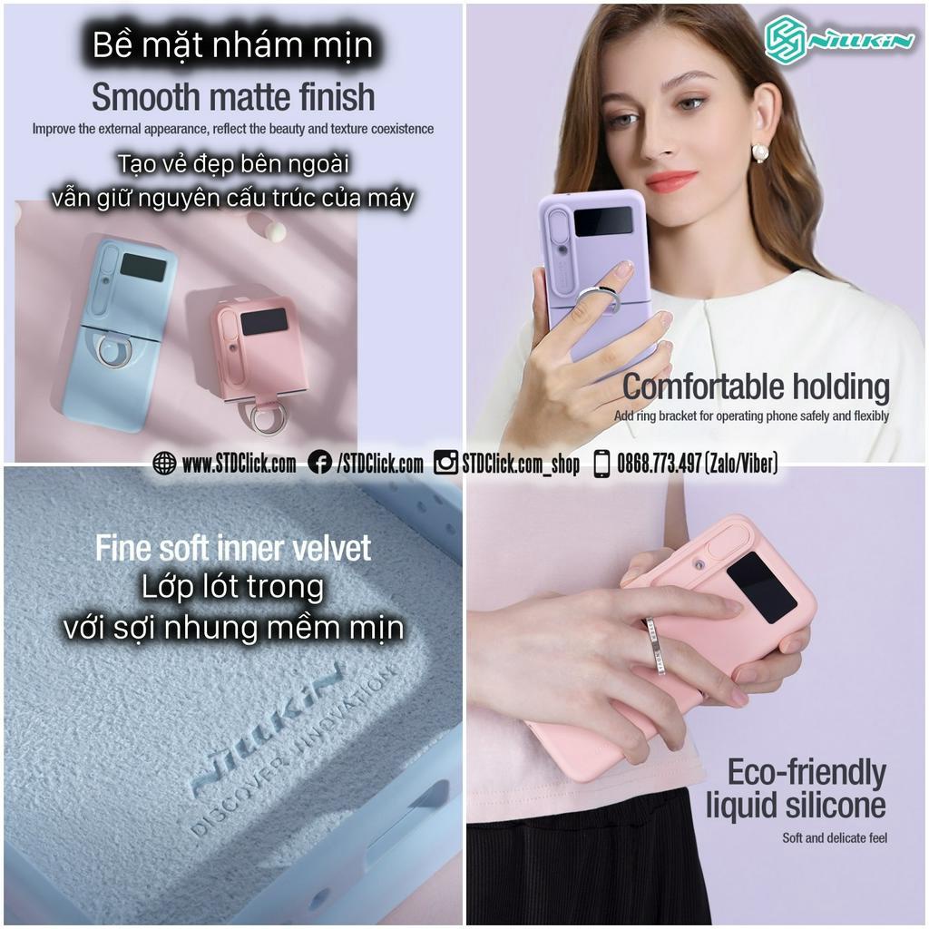 ỐP LƯNG SAMSUNG GALAXY Z FLIP 4 5G NILLKIN CAMSHIELD SILKY SILICON BẢO VỆ CAMERA CHÍNH HÃNG