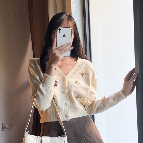 [Ảnh thật] Áo Cardigan Len Nữ Thu Đông Hoạ Tiết Hoa Nhí DMee | BigBuy360 - bigbuy360.vn