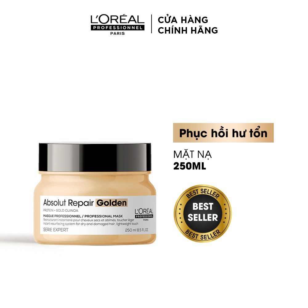 (CHÍNH HÃNG) HẤP DẦU NHŨ VÀNG L'OREAL SERIE EXPERT ABSOLUT REPAIR GOLDEN PROFESSIONAL MASK PHỤC HỒI TÓC HƯ TỔN NẶNG