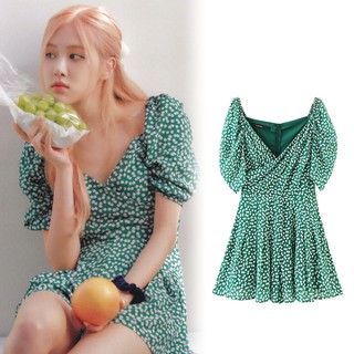 Jumsuit hoa nhí Rose BlackPink màu xanh ulzzang