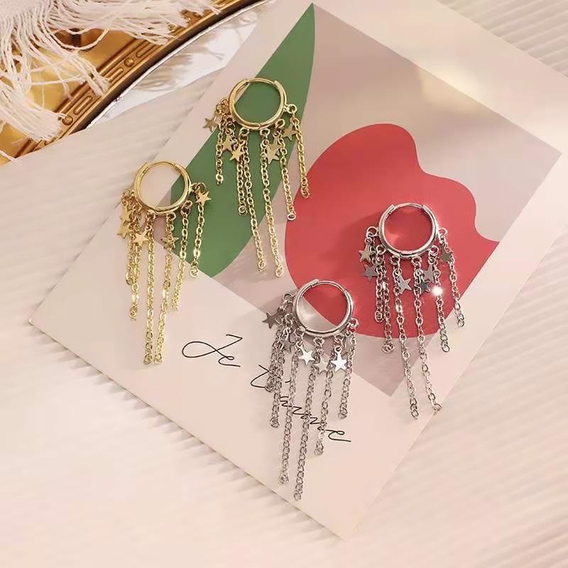 Đôi Khuyên Tai Dài Tua Rua Thời Trang Cho Nữ