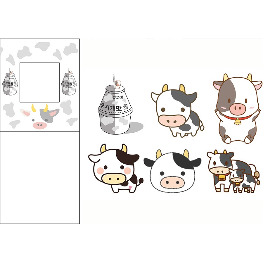 sticker bò sữa trâu vàng cắt rời size to SCI34 có bao giấy cute dễ thương bullet journal