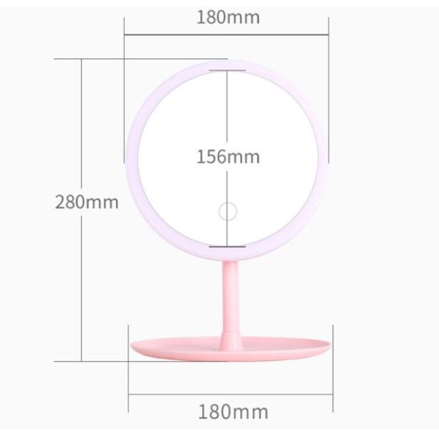 Gương trang điểm đèn LED để bàn cảm ứng 3 chế độ sáng sử dụng sạc USB phong cách Hàn quốc 2020