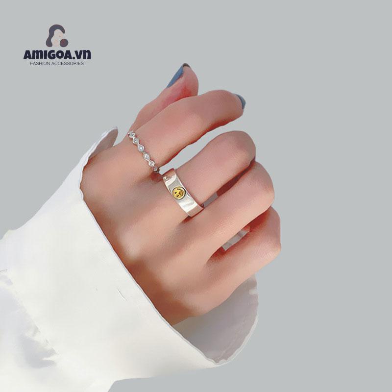 Nhẫn Hở Họa Tiết Mặt Cười Thời Trang Cá Tính Cho Nữ