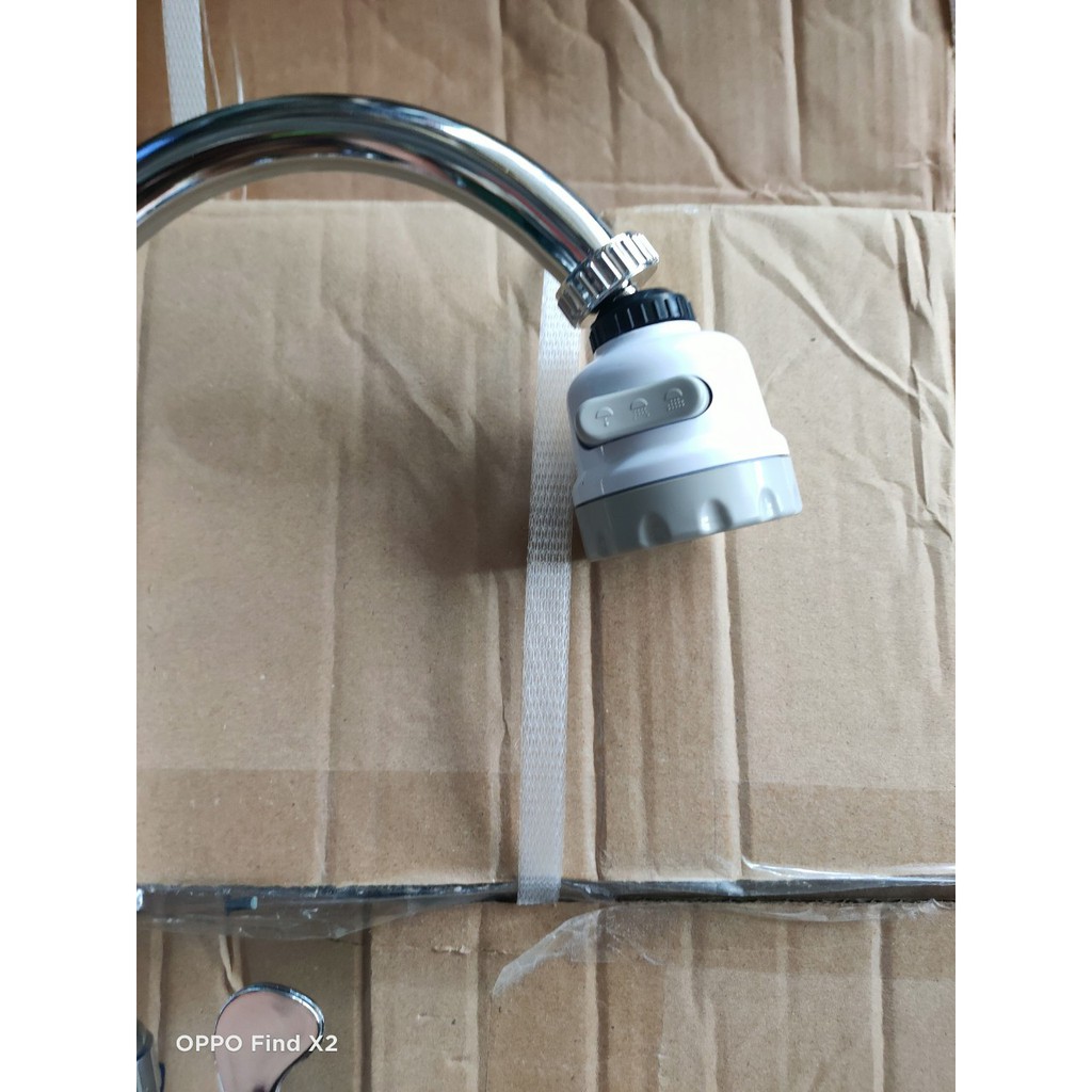 Vòi rửa chén bát inox + Đầu tăng áp 3 chế độ