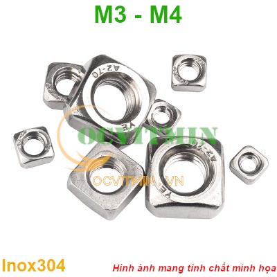 Shopee.vn/ocvitmin Tán Vuông M3 M4 Đai Ốc Vuông Ecu Vuông Inox 304