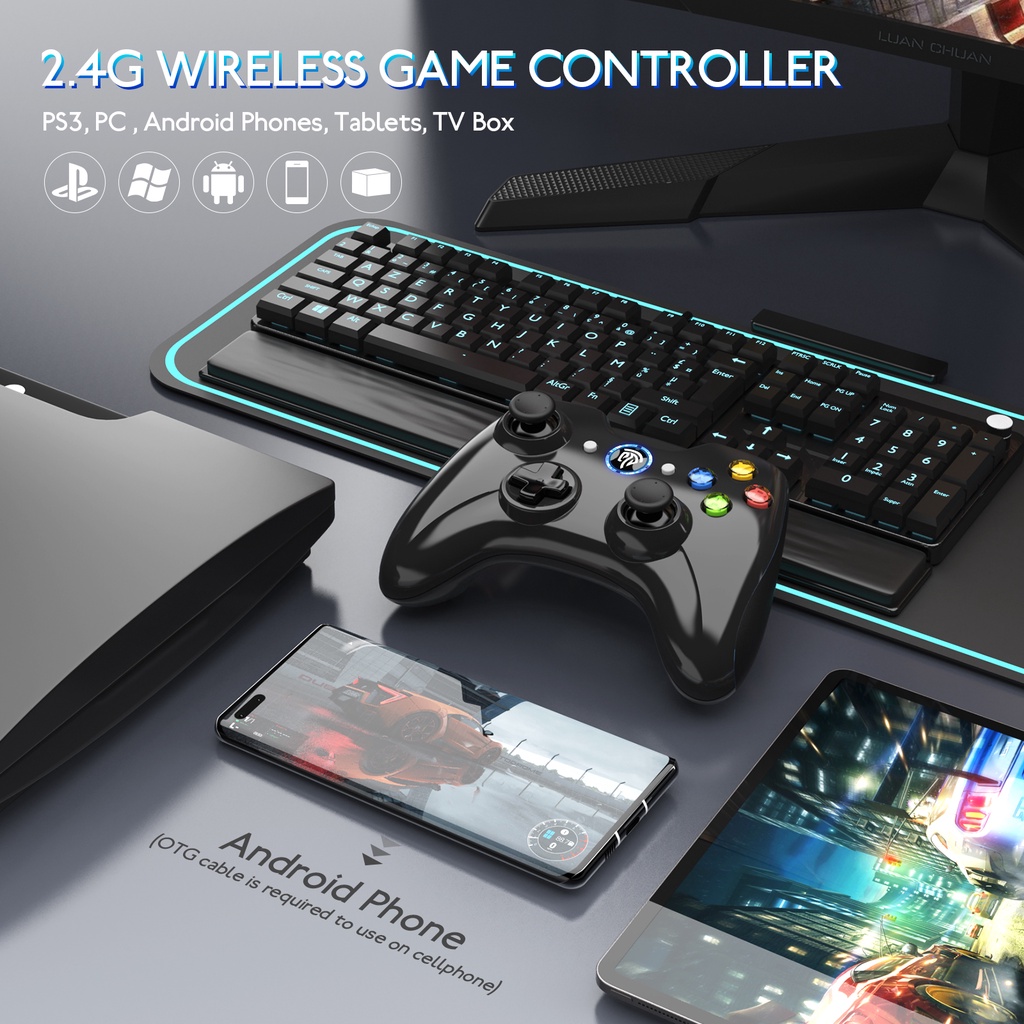 Tay cầm chơi game không dây EASYSMX KC-8236 2.4G có phụ kiện cho PS3 máy tính bàn điện thoại máy tính bảng TV box