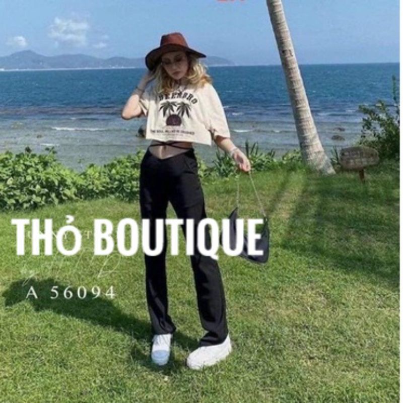 Áo croptop ZARA xuất xịn thun cotton cổ tròn tay ngắn form rộng BEEBRO cây dừa
