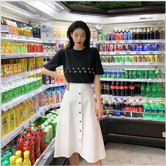 Chân váy tầng Ullzang phối khuy siêu hot - chân váy dài qua gối-váy cho giới trẻ | BigBuy360 - bigbuy360.vn