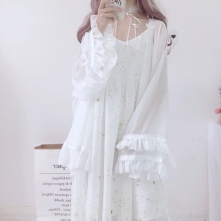 [Hàng oder] Set váy trắng hai dây đính sao