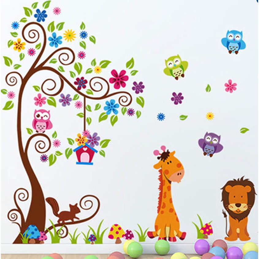 Decal dán phòng bé Vườn thú nghệ thuật - MSP DB035 - PVC vinyl