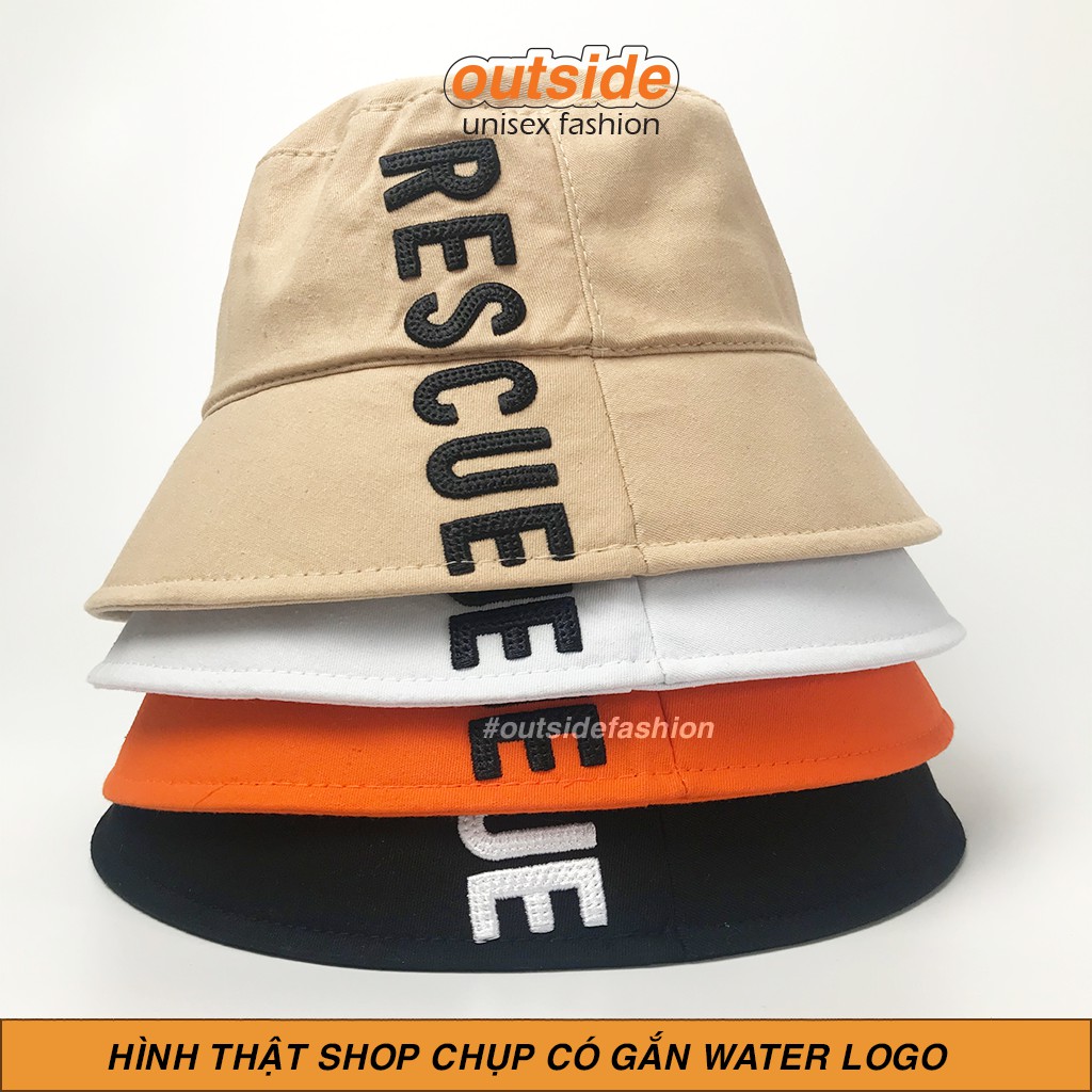 Mũ bucket nữ nam hàn quốc, Nón bucket thêu chữ RESCUE 2 mặt phong cách Ulzzang form unisex Outsidestreetwear BK02