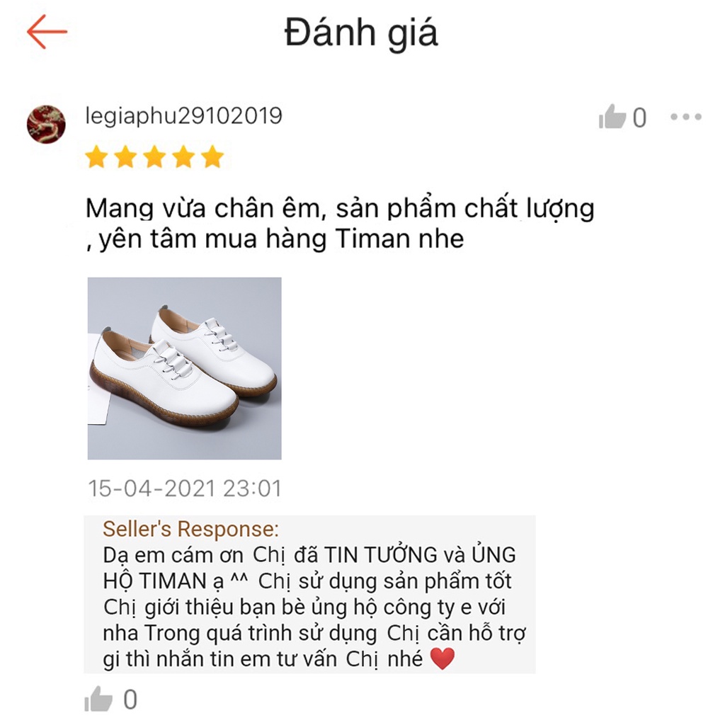 Giày nữ, giày thể thao da TIMAN KM03 thời trang trẻ trung bảo hành 1 năm