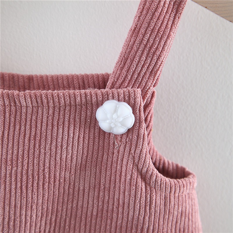 BEAR LEADER Set Áo Màu Trơn Phối Chân Váy Yếm In Hình Hươu Thời Trang Mùa Thu Xinh Xắn Cho Bé Gái