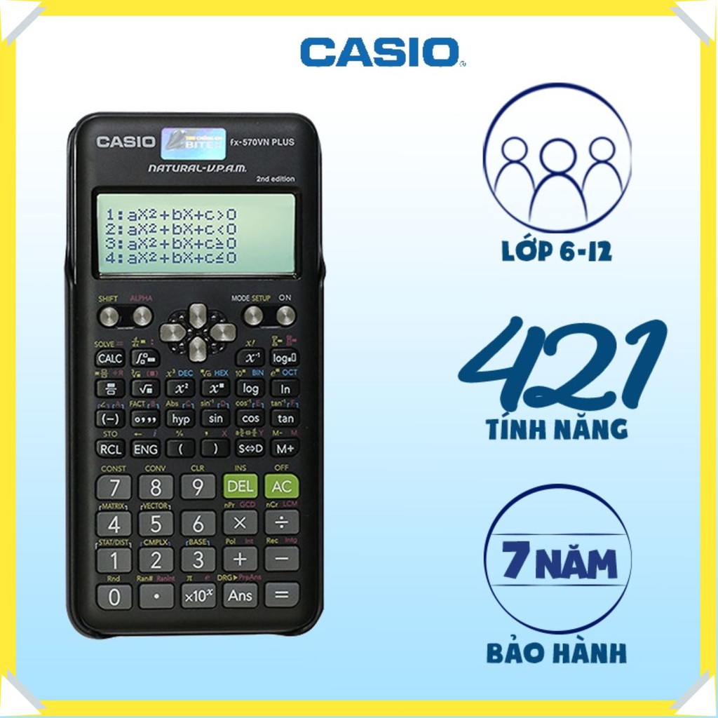 Máy tính Casio FX-570VN Plus New (2nd Edition) dành cho học sinh cấp 2 và cấp 3 chuyên dụng phòng thi và thi đại học