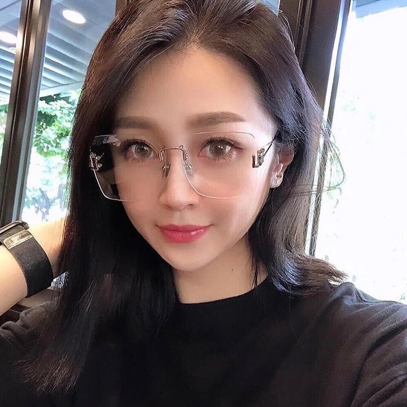 Mắt Kính Gọng Vuông Cỡ Lớn Bằng Kim Loại Chống Ánh Sáng Xanh Phong Cách Hàn Quốc Thời Trang Cho Nam Và Nữ