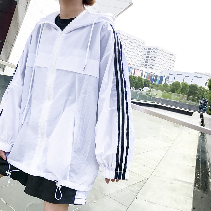 Áo Gió Nam Nữ Chất Vải Gió Kẻ 3 Sọc Chống Gió Ulzzang