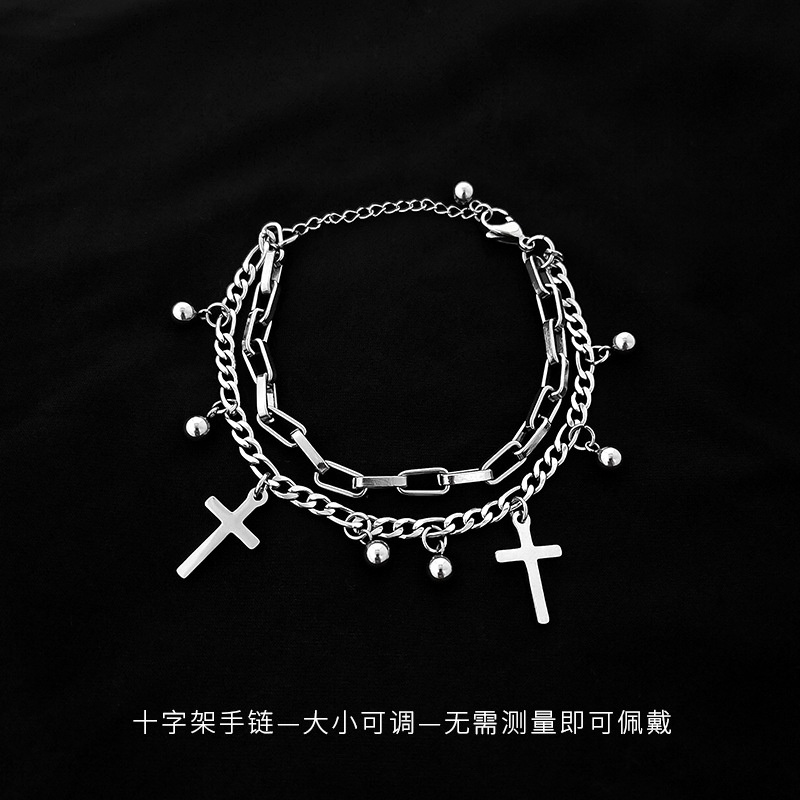 Vòng Đeo Tay Hai Lớp Phong Cách hip hop Hàn Quốc Thời Trang Cho Nam Và Nữ