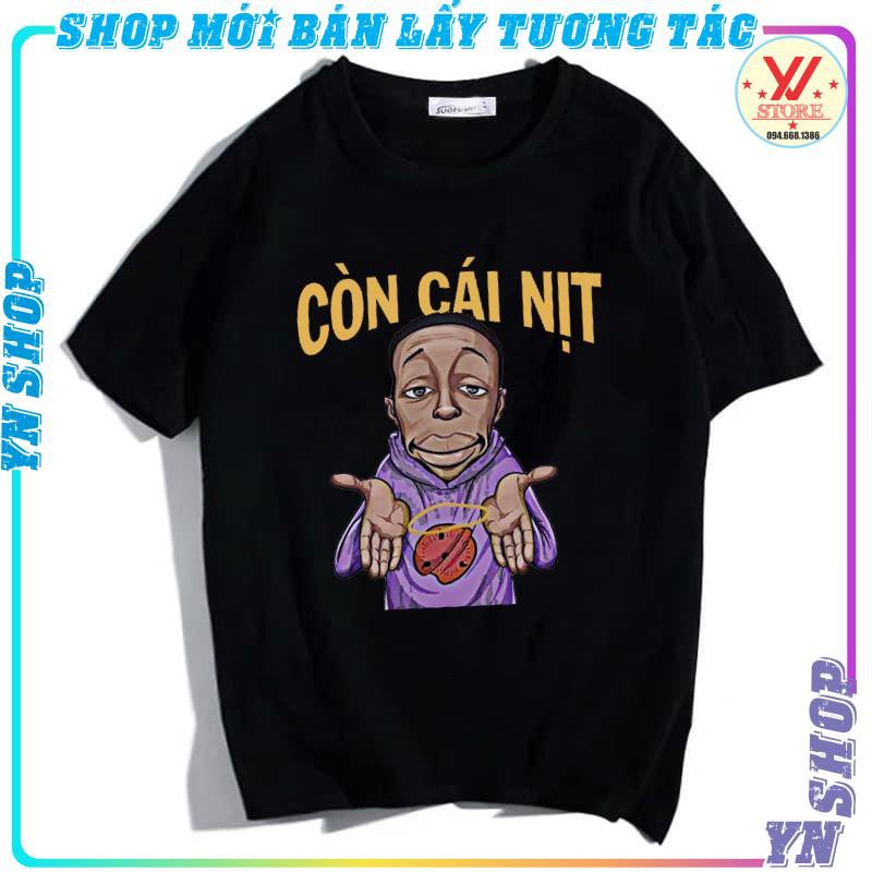 Áo thun tay lỡ CÒN CÁI NỊT , áo phông hot trend nam nữ unisex form rộng anh da đen "khaby.lame" ,YNSHOP *