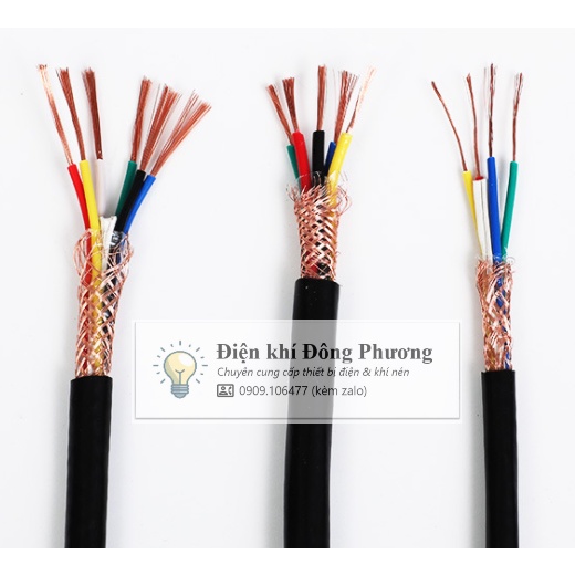 Dây cáp điện, cáp điều khiển RVVP 4 lõi 4x0.5 và 4x1 mm, 8 lõi  8x0.5 mm có lưới chống nhiễu.