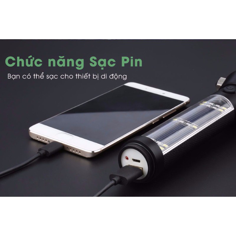 [LOẠI 1] Đèn pin siêu sáng 11 chức năng SOLAR FLASHLIGHT