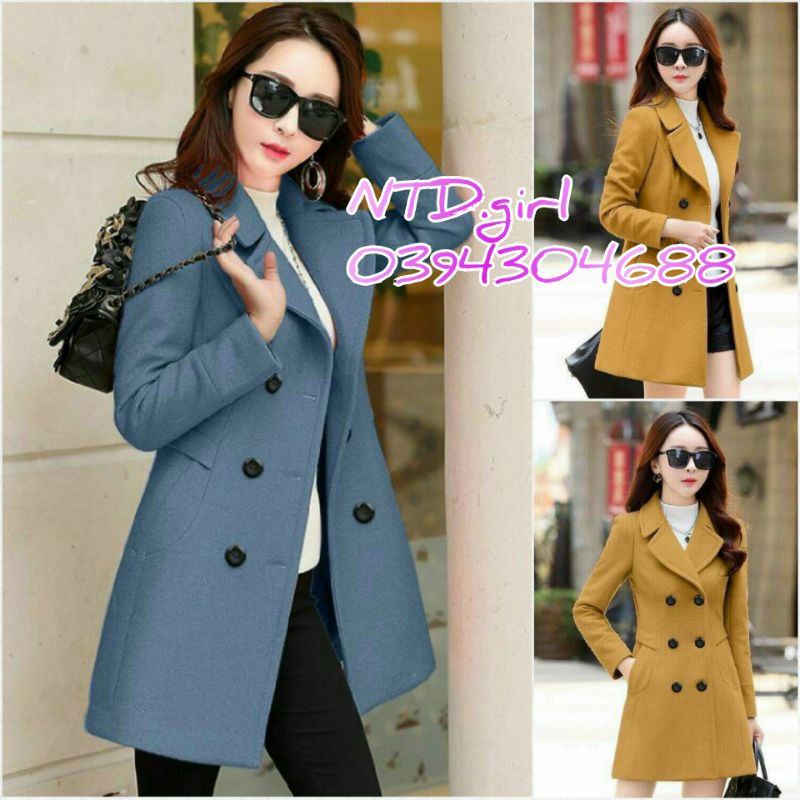 Hàng nhập - Áo khoác dạ nữ 6 nút cổ vest, áo blazer dạ lì trẻ trung sang trọng