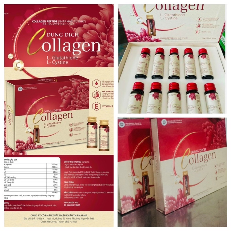 Nước uống đẹp da Collagen công nghệ Nhật, hút nám làm trắng da 1 hộp 10 chai