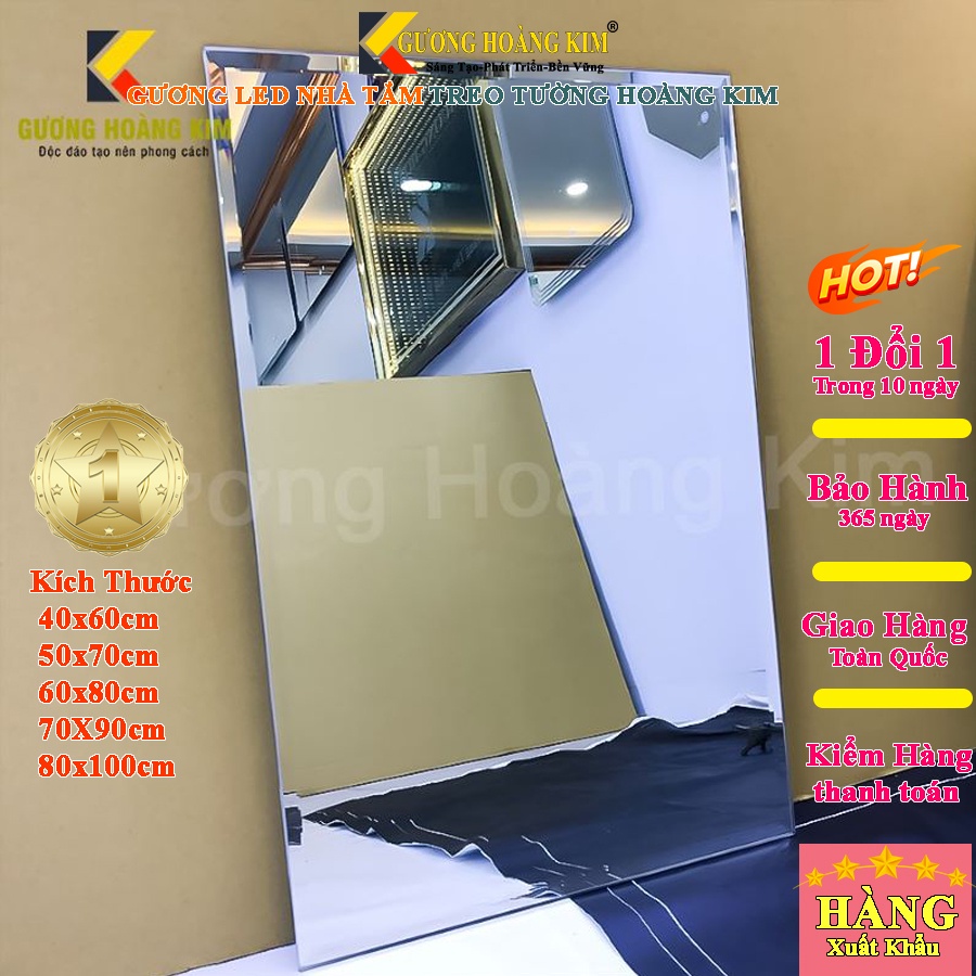 Gương dán tường chữ nhật trang điểm treo tường giá rẻ kích thước 70x100 cm - guonghoangkim mirror