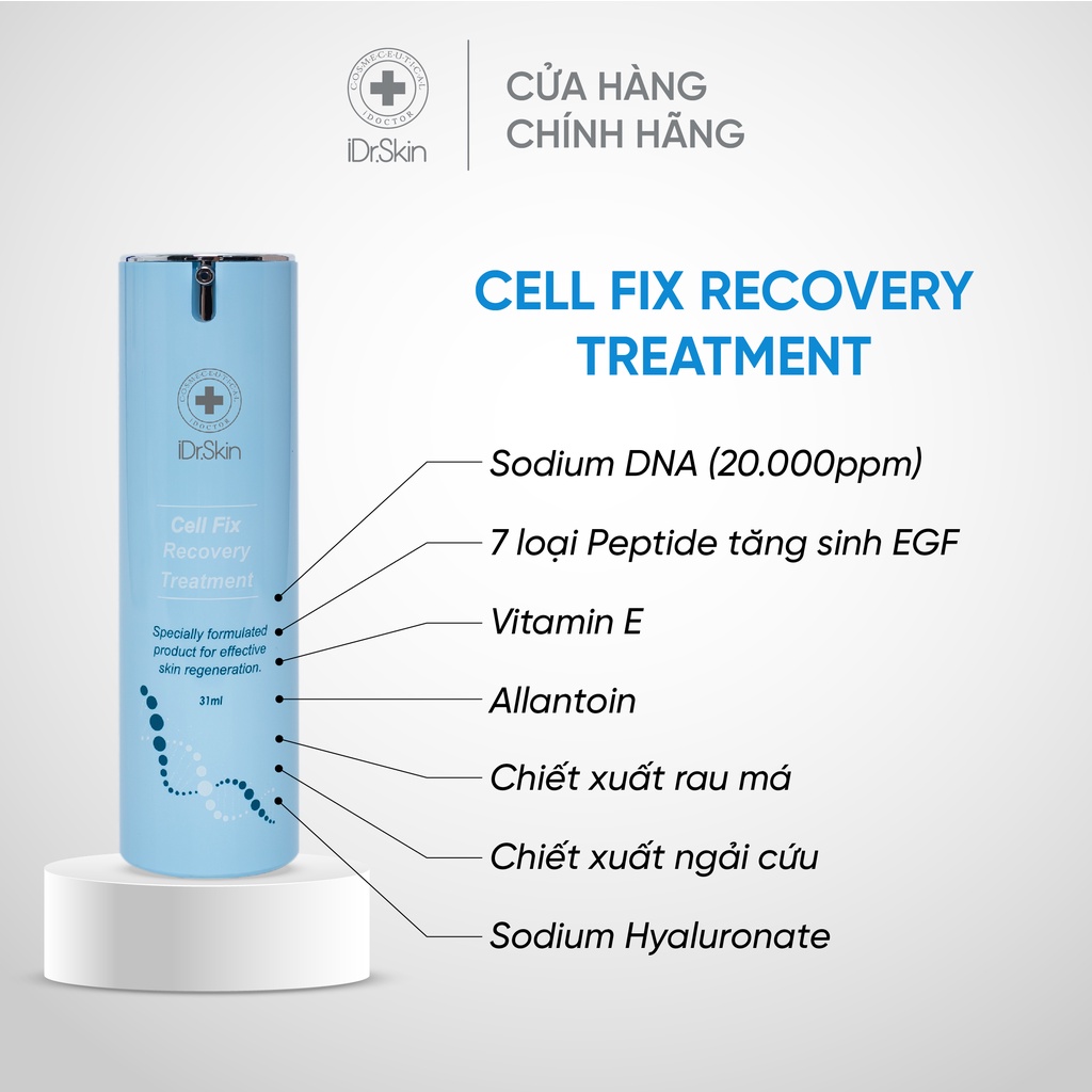 Kem dưỡng phục hồi và tái tạo da hư tổn, nhiễm coritcoid iDr.Skin Cell Fix Recovery Treatment 31m