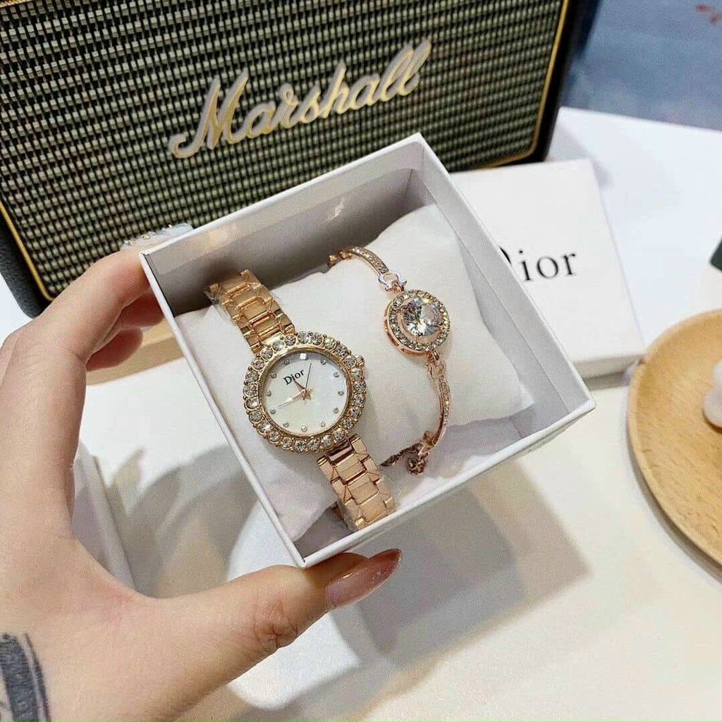Đồng hồ đeo tay nữ, đồng hồ nữ DIOR set như hình thời trang cao cấp, siêu đẹp