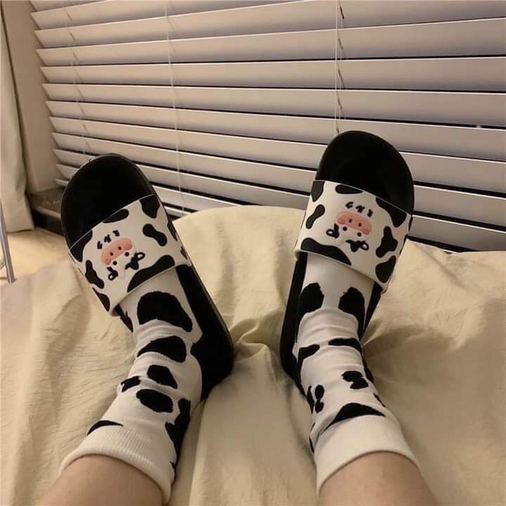 Dép Cao Su Quai Ngang Hình Bò Sữa Cute