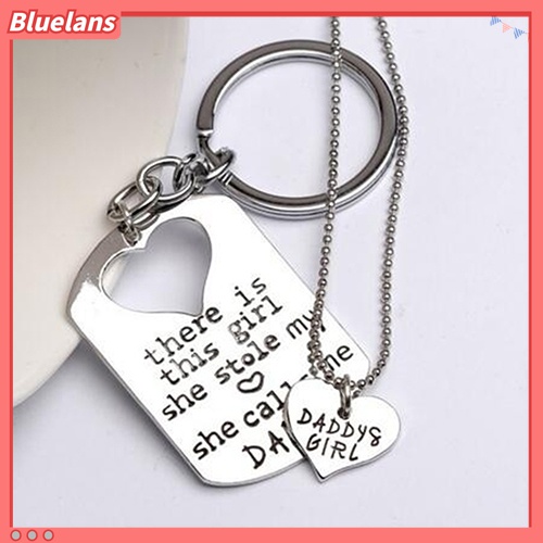 Bộ móc khóa và vòng cổ mặt khắc chữ giản dị thời trang