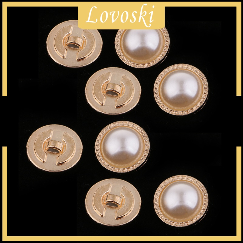 Bộ 8 Nút Áo Tròn Bằng Nhựa Đính Ngọc Trai Giả