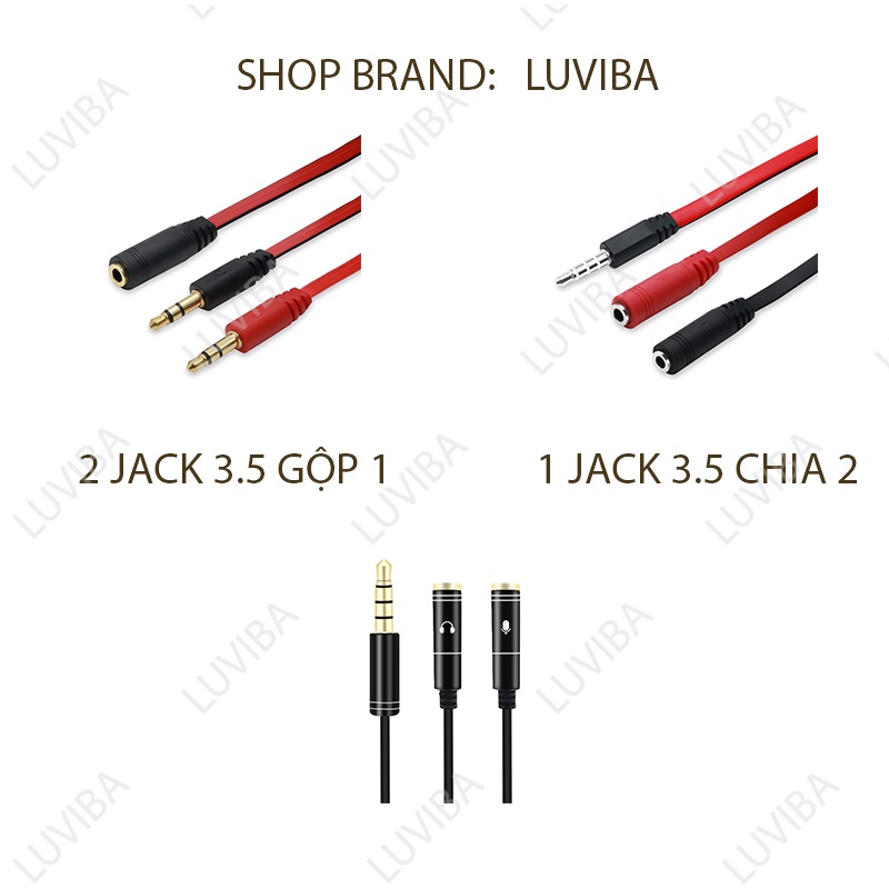 Cáp âm thanh 3 5 gộp tai nghe và mic chia tai nghe LUVIBA CA35