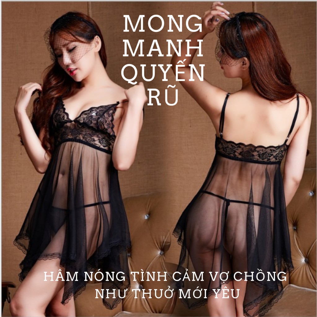 [Mã WA9910 giảm 10k đơn 99k] GIÁ SẬP SÀN - Váy ngủ ren sexy trong suốt kèm chip - CL002