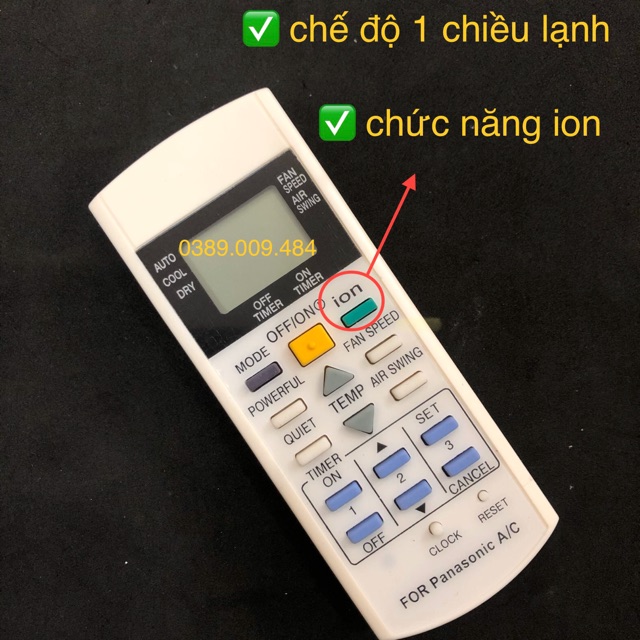 Điều khiển điều hoà Panasonic 1 chiều - chức năng ion