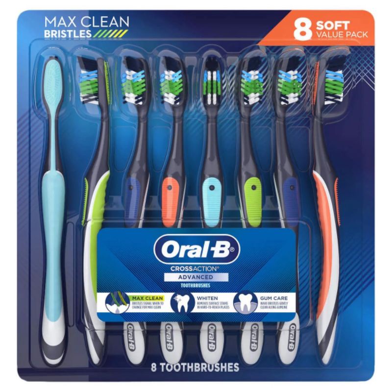 [Hàng Mỹ] Set 08 Bàn Chải Đánh Răng Oral-B CrossAction Advanced Toothbrushes, Max clean