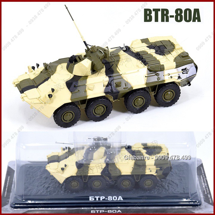 Mô Hình Xe Thiết Giáp Chở Quân Bánh Hơi BTR 80A - Tỉ Lệ 1:43 – Camo Rằn Ri - 4334.5