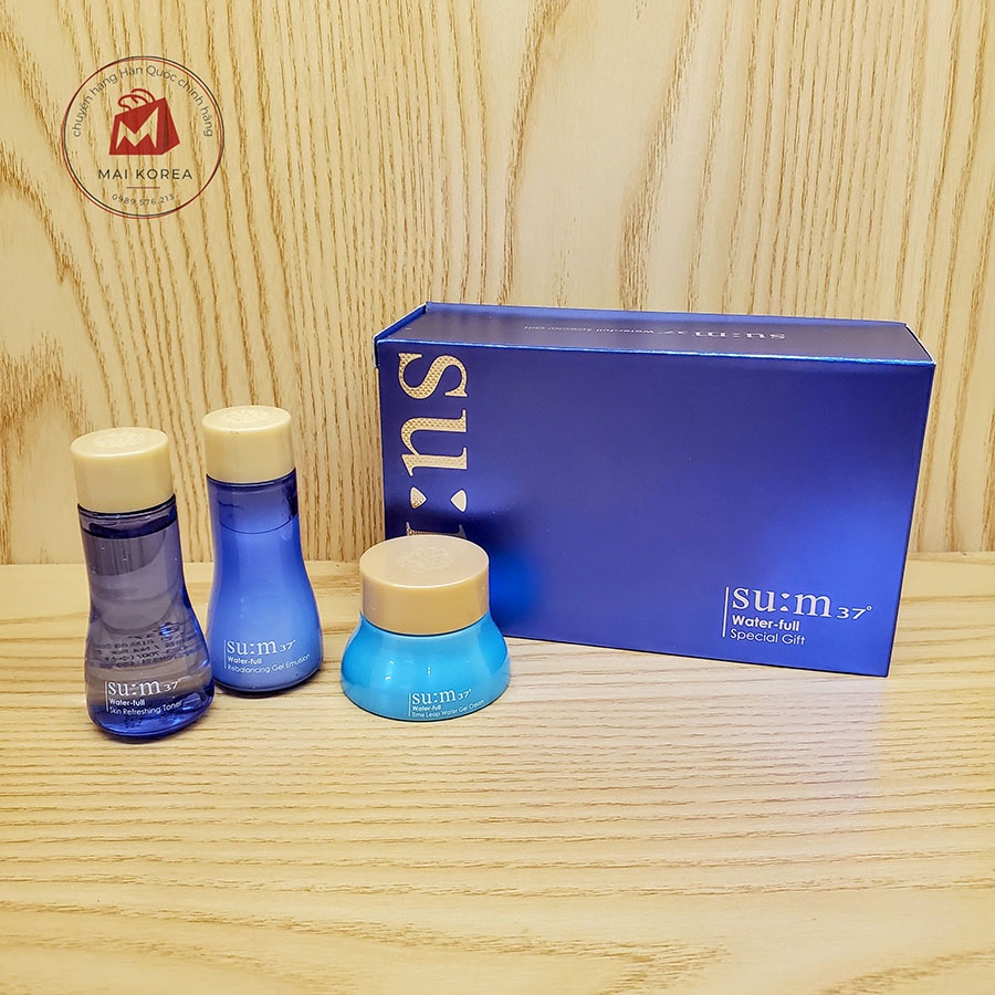Set dưỡng Sum xanh Water-full mini 3 món sản phẩm cấp nước, se khít lỗ chân lông, kiềm dầu giảm mụn cao cấp