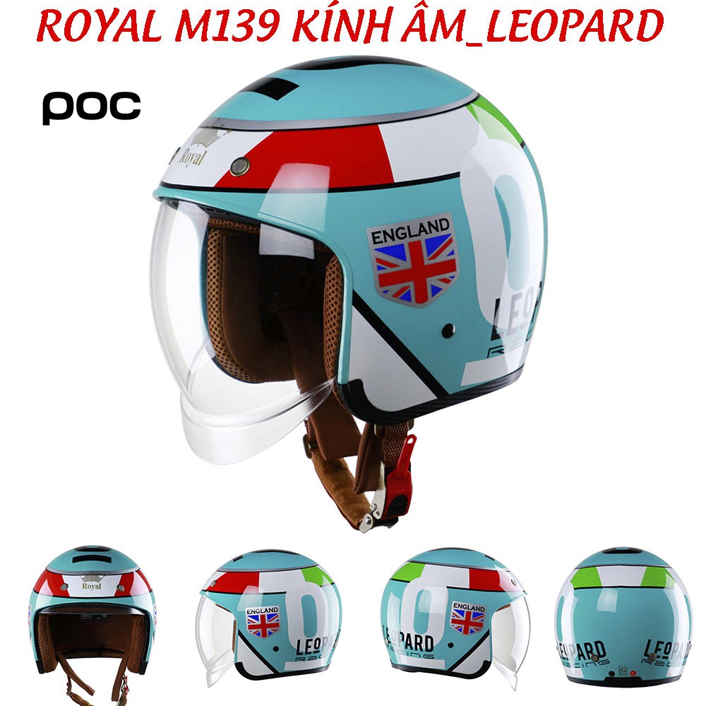 Nón bảo hiểm 3/4 ROYAL M139 KÍNH ÂM MÀU TEM LEOPARD 2021+ TÚI ĐỰNG NÓN VÀ HỘP