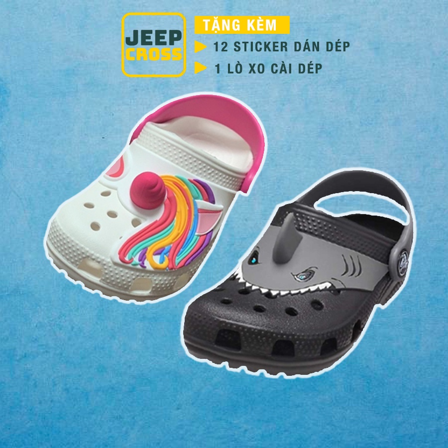 Dép sục cho bé trai và bé gái, dép cross cá mập shark và kì lân cho bé từ 2 đến 15 tuổi