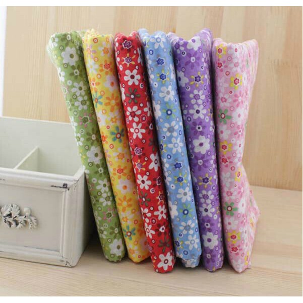 6 Màu Hoa In Bông Quilt Vải 50x50cm May Vá Vá DIY Vải bó 6 Cái / lốc