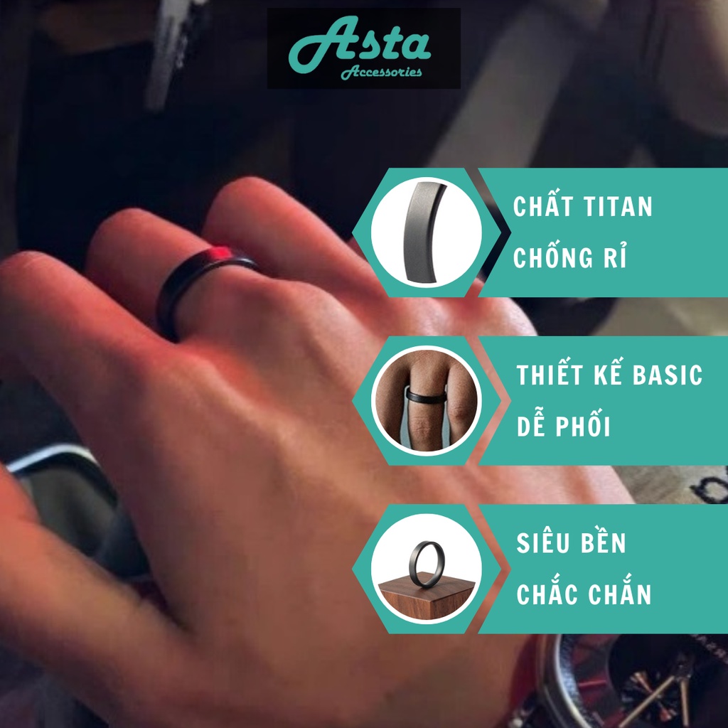Nhẫn nam thời trang Basic Less Ring Nam nữ Unisex Asta Accessories Màu đen chất liệu Titan không gỉ - Less Ring đẹp