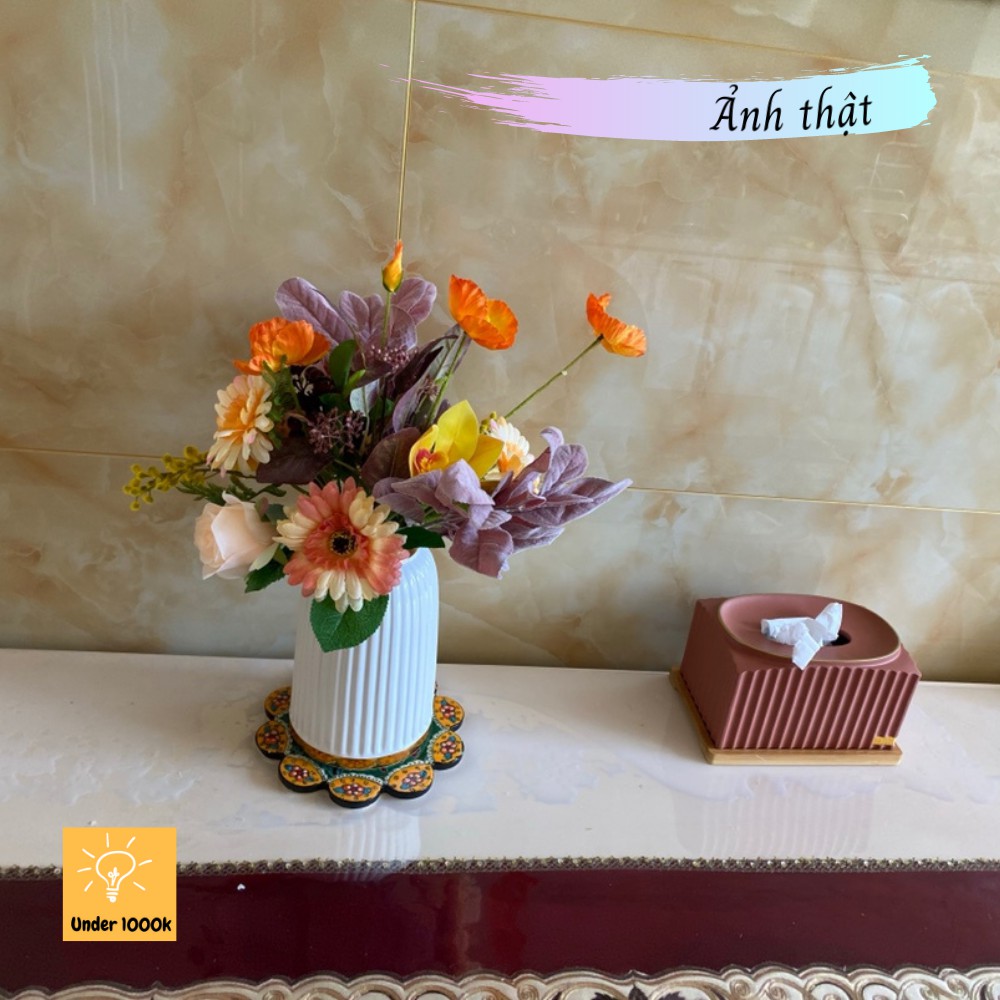 Bình hoa - bình hoa hình trụ viền vàng sang trọng trang trí phòng khách - quà tặng tân gia