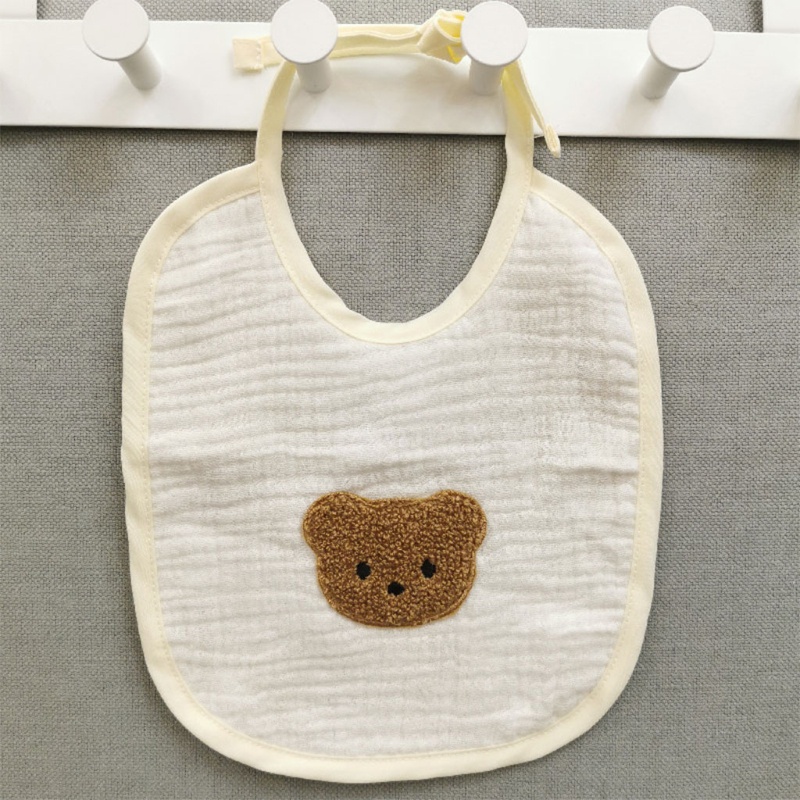 Yếm Ăn Vải Cotton Sữa Chống Té Ngã Hình Gấu Mini Thời Trang Cho Bé