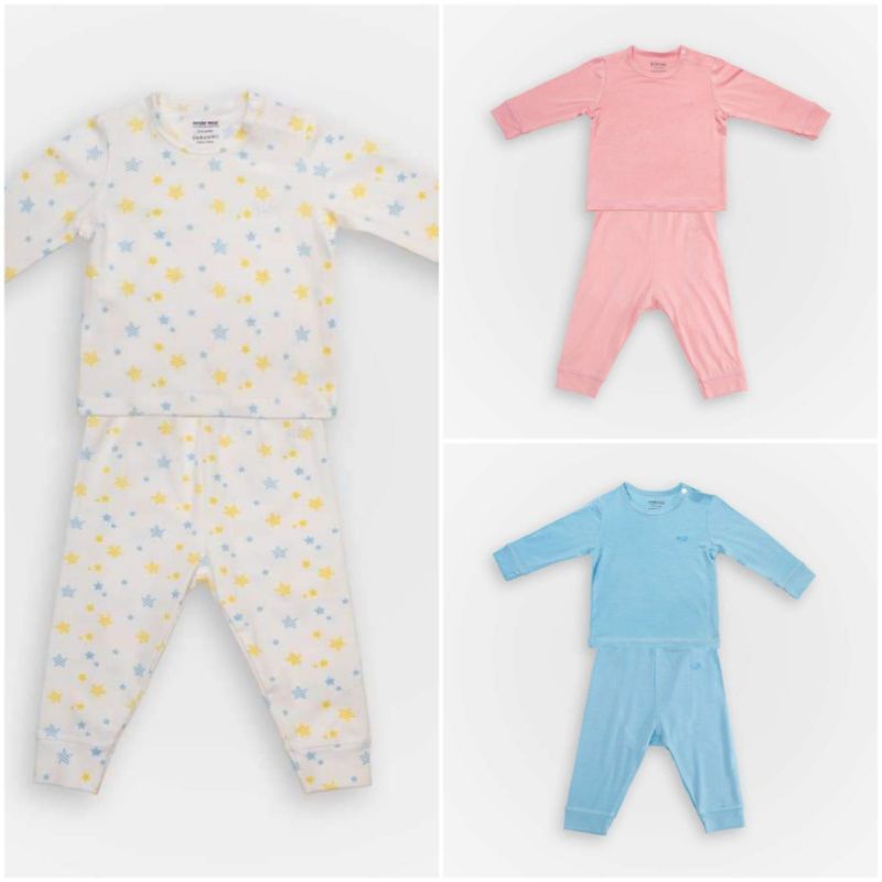 Nature wear - Bộ dài tay vải bamboo sợi tre mềm mịn cho bé 6-16kg, quần áo thu đông