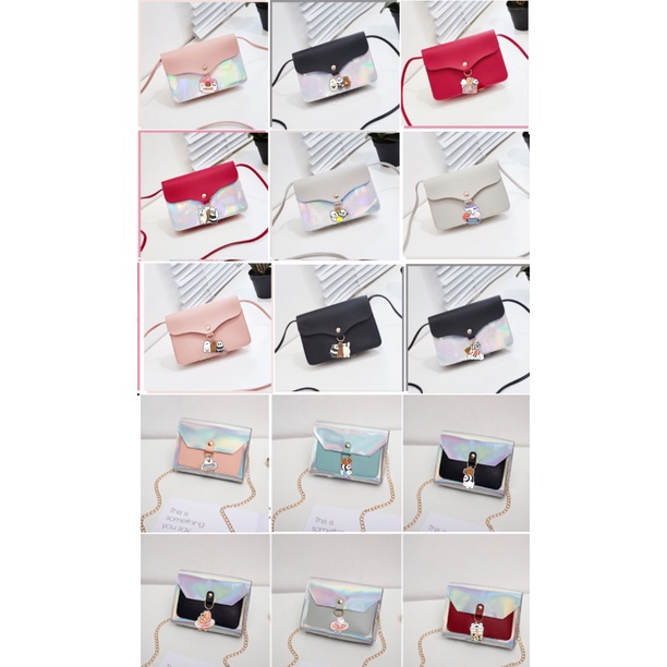 Túi đeo chéo hologram bare bear cute molang pusheen gấu brown tonton khủng long hoàng đế mèo capoo TXHI4