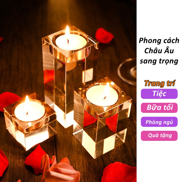Chân Đế Nến Thủy Tinh  Phong Cách Châu Âu Cao Cấp Sang Trọng