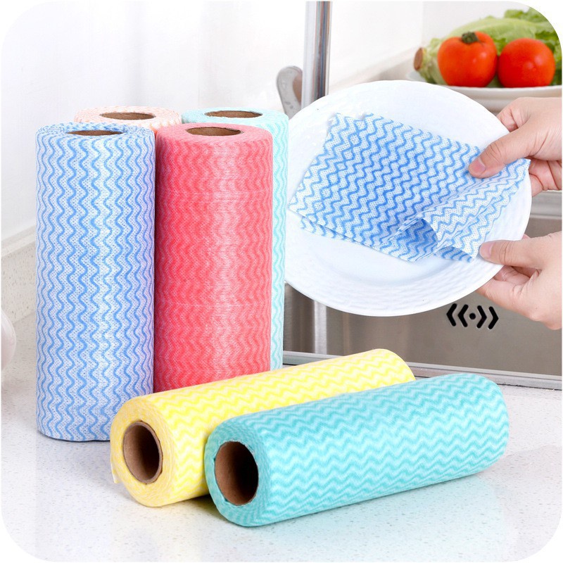 Cuộn khăn lau đa năng homeeasy- 50 miếng màu ngẫu nhiên 1434